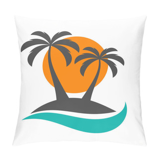 Personality  Palm Trees, Sun And Ocean Pillow Covers