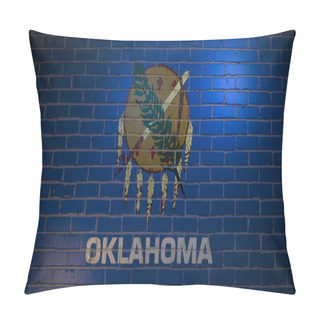 Personality  Oklahoma Flag Painted On The Brick Wall. 3d Illustration. Oklahoma City Pillow Covers