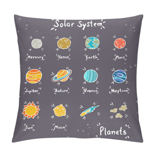 Personality  Set Of Hand Drawn Doodle Planets Pillow Covers