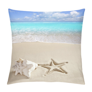 Personality  Caribbean Beach Starfish Print Shell White Sand Pillow Covers