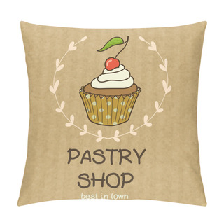 Personality  Cartoon Cupcake With Cherry On Top Pillow Covers