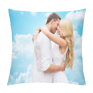 Personality  Happy Couple Hugging Over Blue Sky Pillow Covers