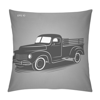 Personality  Old Retro Pickup Truck Vector Illustration Icon. Vintage Transport Vehicle Pillow Covers