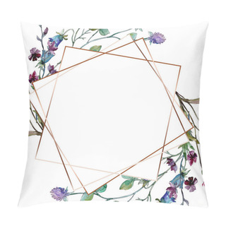 Personality  Wildflowers Floral Botanical Flowers. Watercolor Background Illustration Set. Frame Border Ornament Square. Pillow Covers