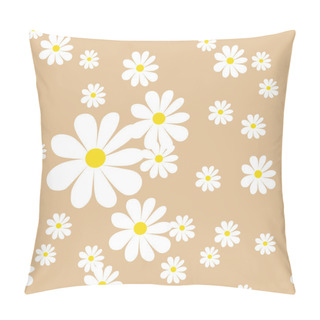 Personality  Vector Romantic Pattern Background With Daisies In A Flat Style. Seamless Pattern Of Daisies On A Colored Background, Print, Textile, Floral Print Pillow Covers