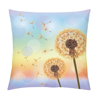 Personality  Flowers Dandelions On Background Of Sunset Pillow Covers