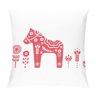 Personality  Dala Swedish Horse Vector Illustration. Pillow Covers