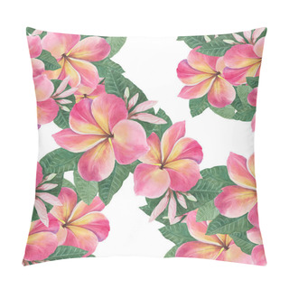 Personality  Flowers, Leaves And Buds Of Plumeria.Watercolor Background. Abstract Wallpaper With Floral Motifs.  Seamless Pattern. Wallpaper.   Pillow Covers