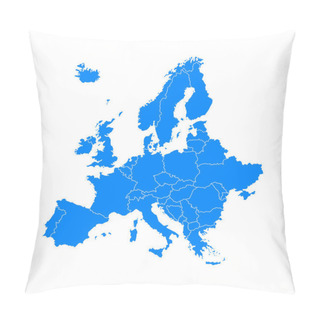 Personality  Blue Europe Map On A White Background In Flat Pillow Covers