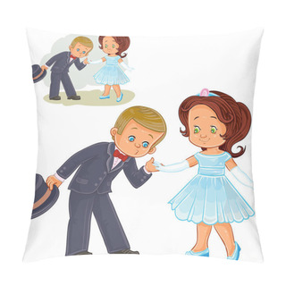 Personality  Boy And Girl Dressed In Period Costumes. Pillow Covers