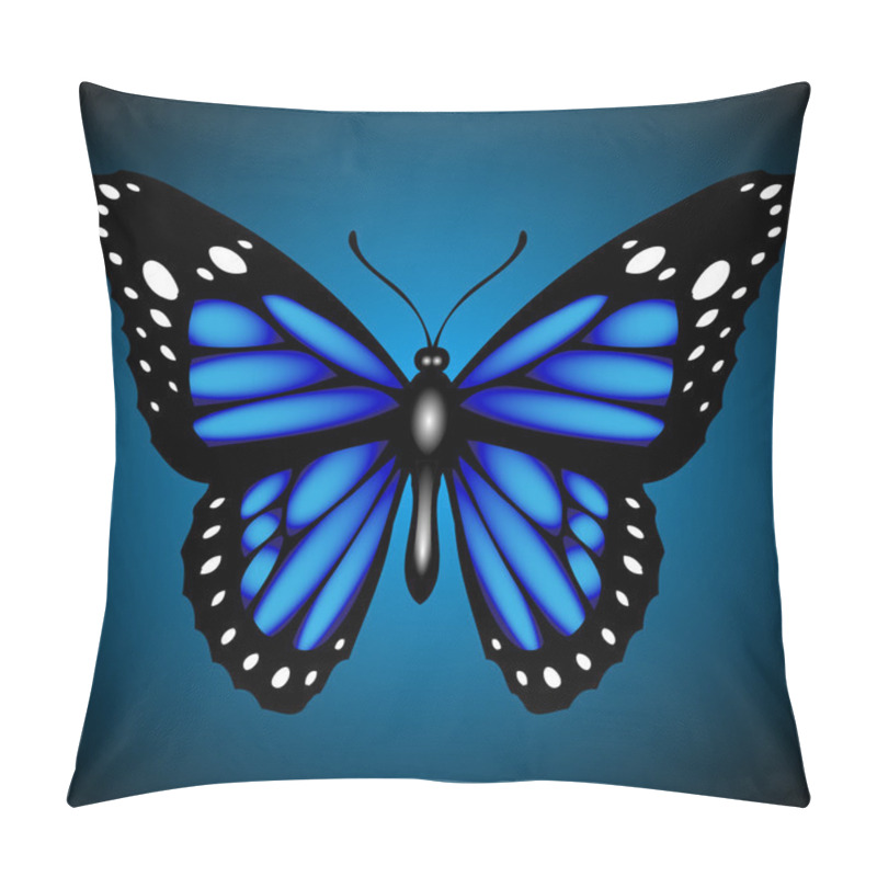 Personality  Blue Butterfly On Dark Background, Vector Pillow Covers
