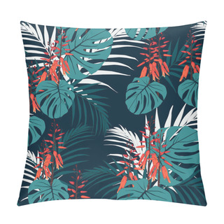 Personality  Vector Illustration Of Tropical Floral Pattern Background Pillow Covers