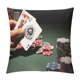 Personality  Blackjack Hand Of Cards And Casino Chips Pillow Covers