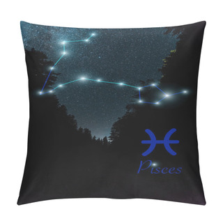 Personality  Dark Landscape With Night Starry Sky And Pisces Constellation Pillow Covers