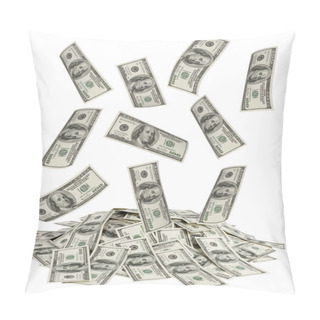 Personality  Dollars Falling On White Background Pillow Covers