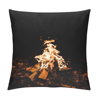 Personality  Logs Burning In Camp Fire In Darkness  Pillow Covers