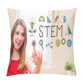 Personality  STEM Concept With Young Woman Pillow Covers