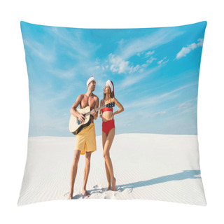 Personality  Sexy Girlfriend And Boyfriend Playing Acoustic Guitar On Beach In Maldives  Pillow Covers