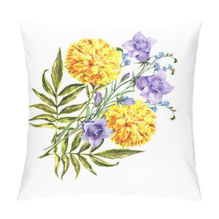 Personality  Watercolor Meadow Flowers On White Background. Floral  Illustration.  Pillow Covers