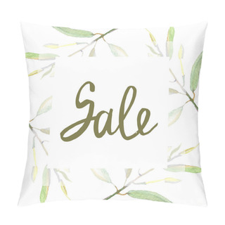 Personality  Olive Branches With Green Fruit And Leaves Isolated On White. Watercolor Background Illustration Set. Frame Ornament With Sale Lettering. Pillow Covers