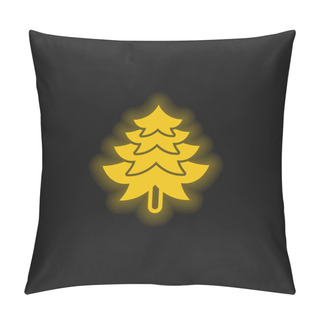 Personality  Big Pine Tree Shape Yellow Glowing Neon Icon Pillow Covers