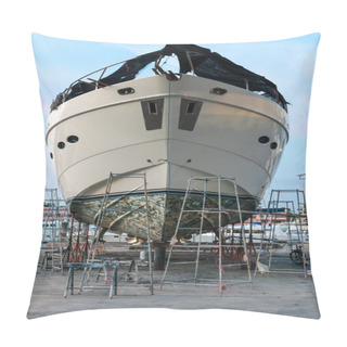 Personality  Yacht At The Shipyard For Maintenance Pillow Covers