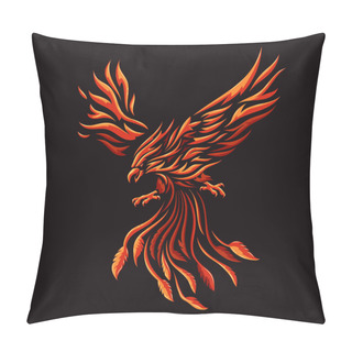 Personality  Phoenix Fire Bird Colorful Vector On Black Background Vector Illustration Pillow Covers