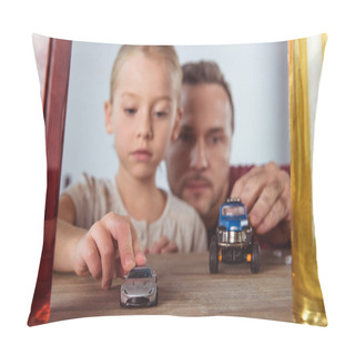 Personality  Daughter And Father Playing Car Toys  Pillow Covers