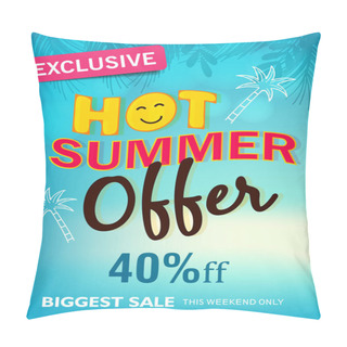 Personality  Abstract Summer Time Vector Banner Design With White Hand Written Text And Colorful Beach Elements In Attractive Background. Editable Vector Illustration. Pillow Covers