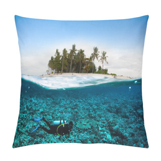 Personality  Scuba Diving Diver Below Coconut Island Kapoposang Sulawesi Indonesia Underwater Bali Lombok Pillow Covers