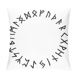 Personality  Vector Set Of Ancient Old Norse Runes Elder Futhark. 24 Runes In Circle. Mystical, Esoteric, Occult, Magic Symbols. Viking Style, Design Template Pillow Covers