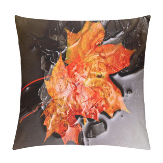 Personality  Maples Leaves In Water And Ice Pillow Covers
