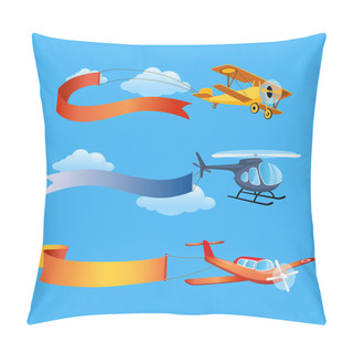 Personality  Planes Flies With Long Banners Pillow Covers