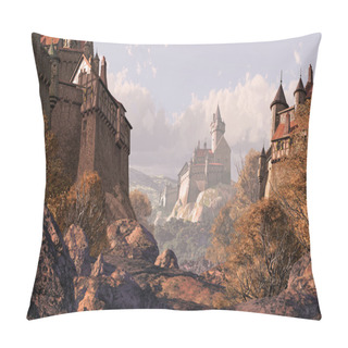 Personality  Village Castle In Medieval Times Pillow Covers