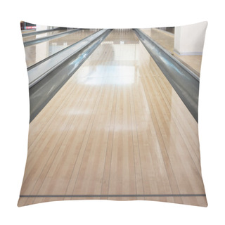 Personality  Close-up Of One Empty Bowling Track Lane At Entertainment Center Pillow Covers