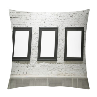 Personality  Black Frames On White Brick Wall Pillow Covers