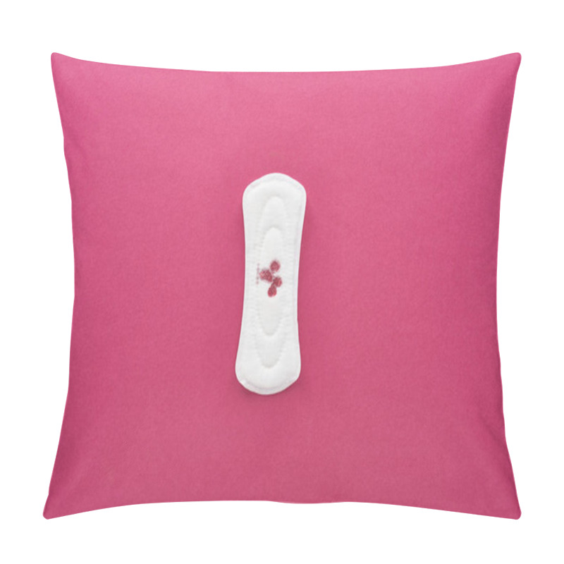 Personality  Top View Of White Sanitary Napkin With Blood On Purple Background Pillow Covers