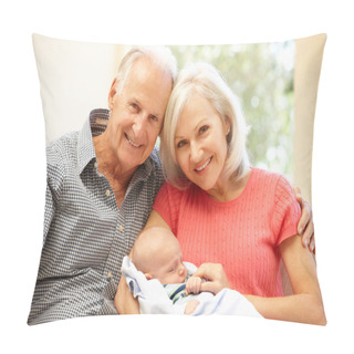 Personality  Senior Couple Holding Baby Grandson Pillow Covers