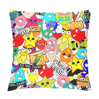 Personality  Colorful Stickers Background Pillow Covers