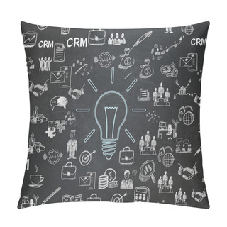 Personality  Business Concept: Light Bulb On School Board Background Pillow Covers