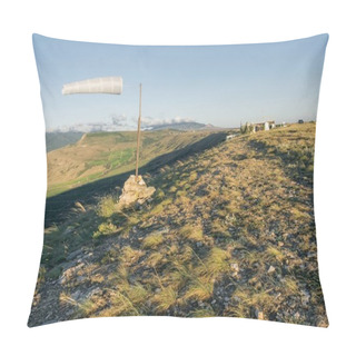 Personality  Beautiful Mountainous Landscape With Windsock Waving In Crimea, Ukraine, May 2013 Pillow Covers