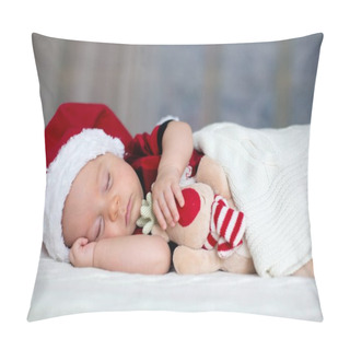 Personality  Little Sleeping Newborn Baby Boy, Wearing Santa Hat  Pillow Covers