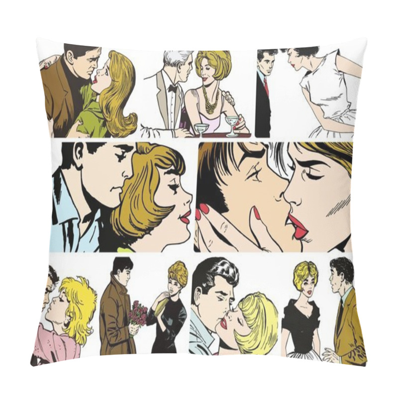 Personality  Illustration showing couples in love pillow covers
