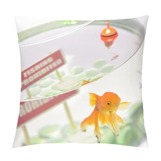 Personality  Fishbowl With Prohibition Sign Sin Cap And Hook  Pillow Covers