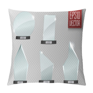Personality  Glass Trophy Award. Vector Illustration Isolated On Transparent Background Pillow Covers