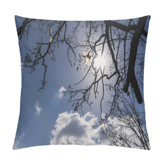 Personality  Low Angle View Of Tree Branches And Cloudy Sky At Background  Pillow Covers