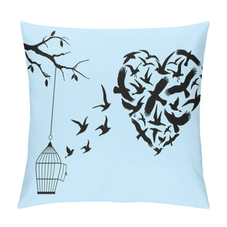 Personality  Flying Birds Heart, Vector Pillow Covers