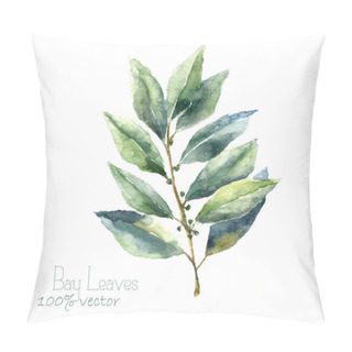 Personality  Watercolor Bay Leaf. Pillow Covers