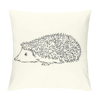 Personality  Hedgehog Sketch Drawing Isolated On White Background Pillow Covers