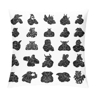 Personality  Animal Heads Set Collection Tattoo Pillow Covers